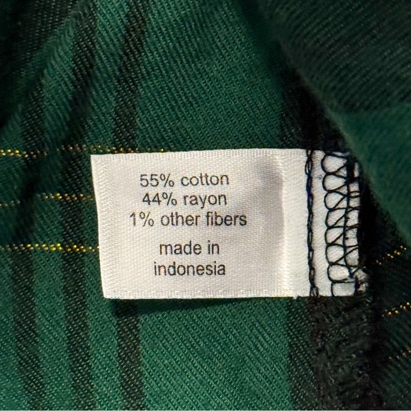 Lane Bryant Plaid Tie-Waist Button Down Tunic Top Green Gold Shimmer 22/24 Soft - Picture 6 of 16